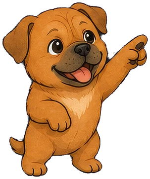 The dog standing on its back legs, pointing up and to the side